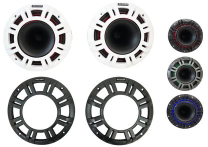 4) KICKER 48KMXL654 300w 6.5" Marine Speakers w/LED+5-Ch. Amplifier+Wires KMXL65