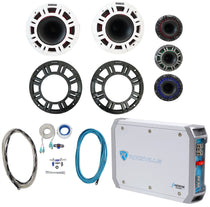 (2) KICKER 48KMXL654 300w 6.5" Marine Boat Speakers+2-Channel Amplifier+Amp Kit