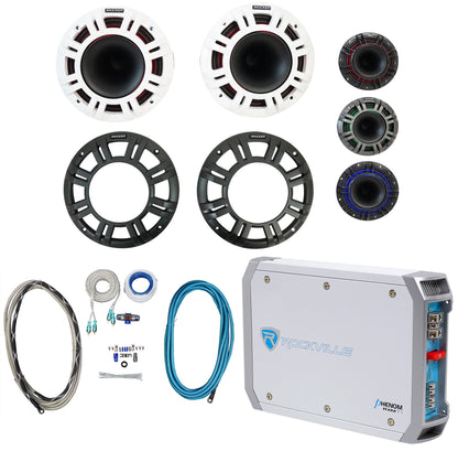 (2) KICKER 48KMXL654 300w 6.5" Marine Boat Speakers+2-Channel Amplifier+Amp Kit