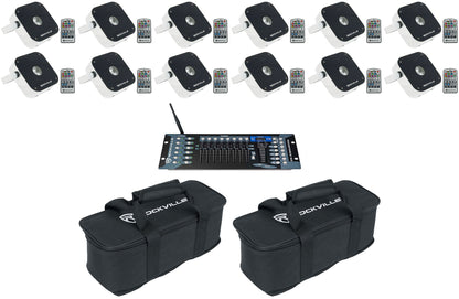 MINI RF1 V2 12-Pack + ROCKFORCE W2 DMX Controller + MINI RF Bag Bundle