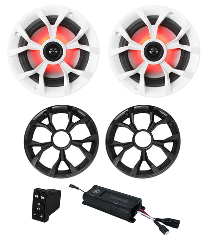 Memphis MX300.2 300w 2-Channel Amplifier+(2) LED Speakers+Bluetooth Controller