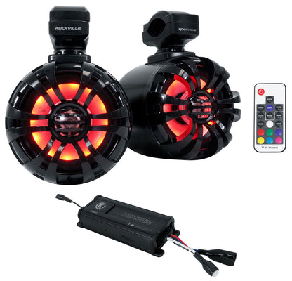 Memphis Audio MX300.2 300W 2 Channel ATV UTV Amplifier+5.25" LED Tower Speakers