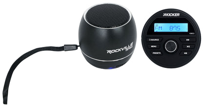 KICKER KMC2 Digital Media Gauge Receiver w/USB 4 Boat/ATV/UTV+Bluetooth Speaker