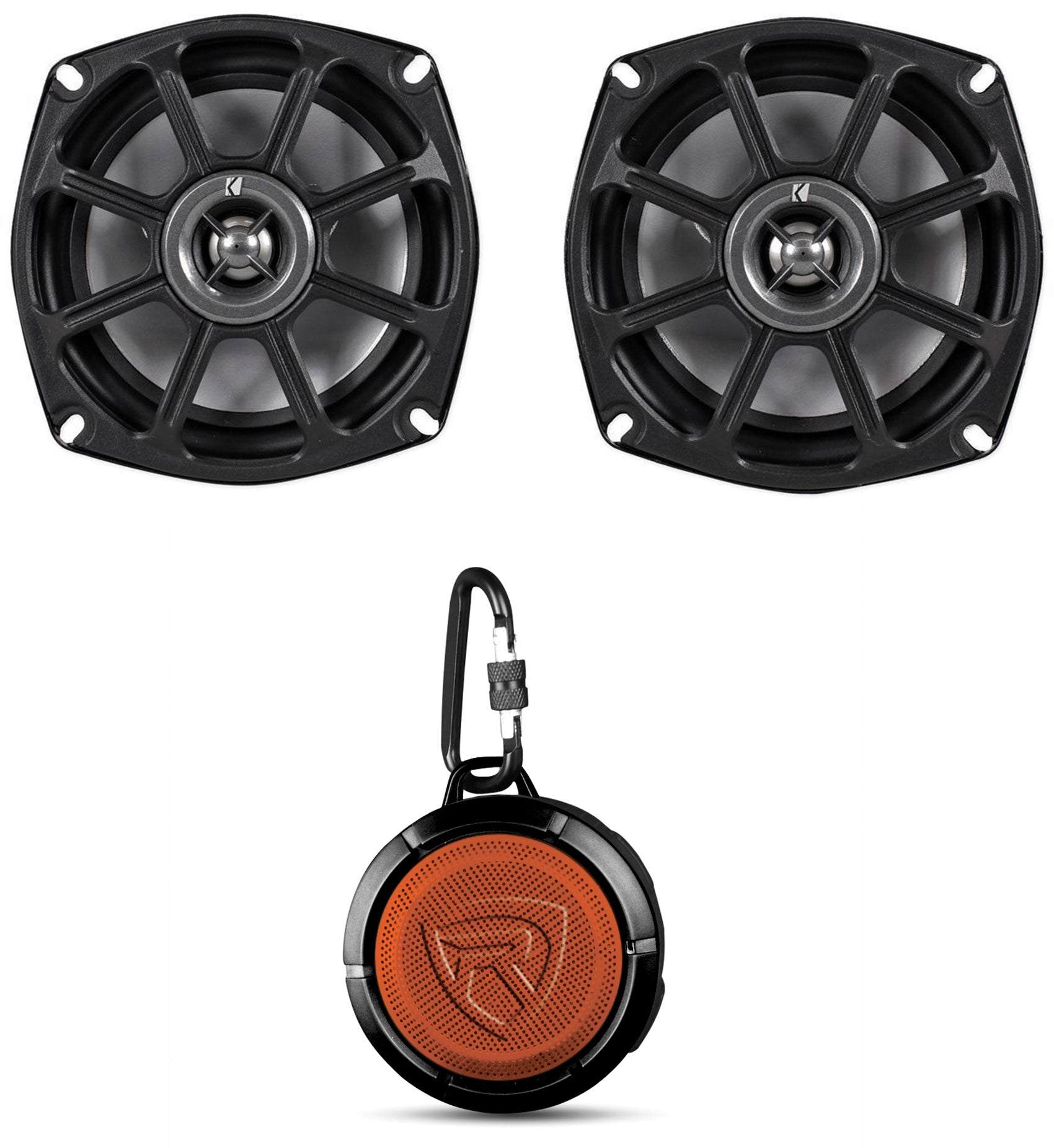 Kicker 10PS5250 5.25” Harley Davidson Motorcycle Speakers+Free Bluetooth Speaker