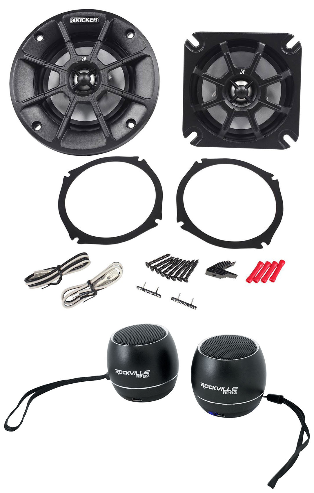 Pair Kicker 40PS42 4" Motorcycle Speakers Fits Honda Goldwing PS4+Free Speakers