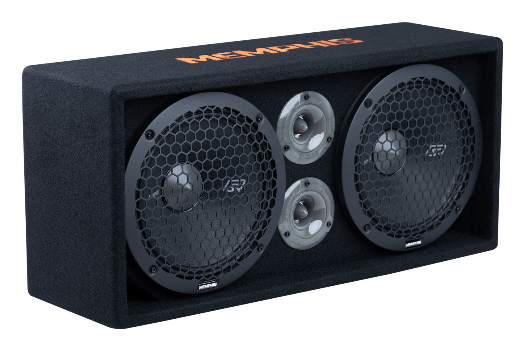 Memphis SRXPE10D4F Dual 10 inch Chuchero Car Enclosure Box w/ LED's and Bluetooth Speaker