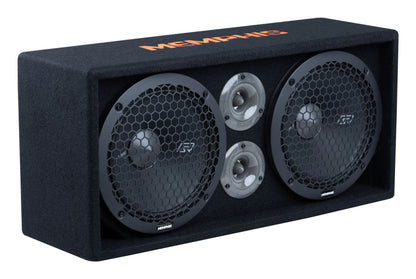 Memphis SRXPE10D4F Dual 10 inch Chuchero Car Enclosure Box w/ LED's and Bluetooth Speaker