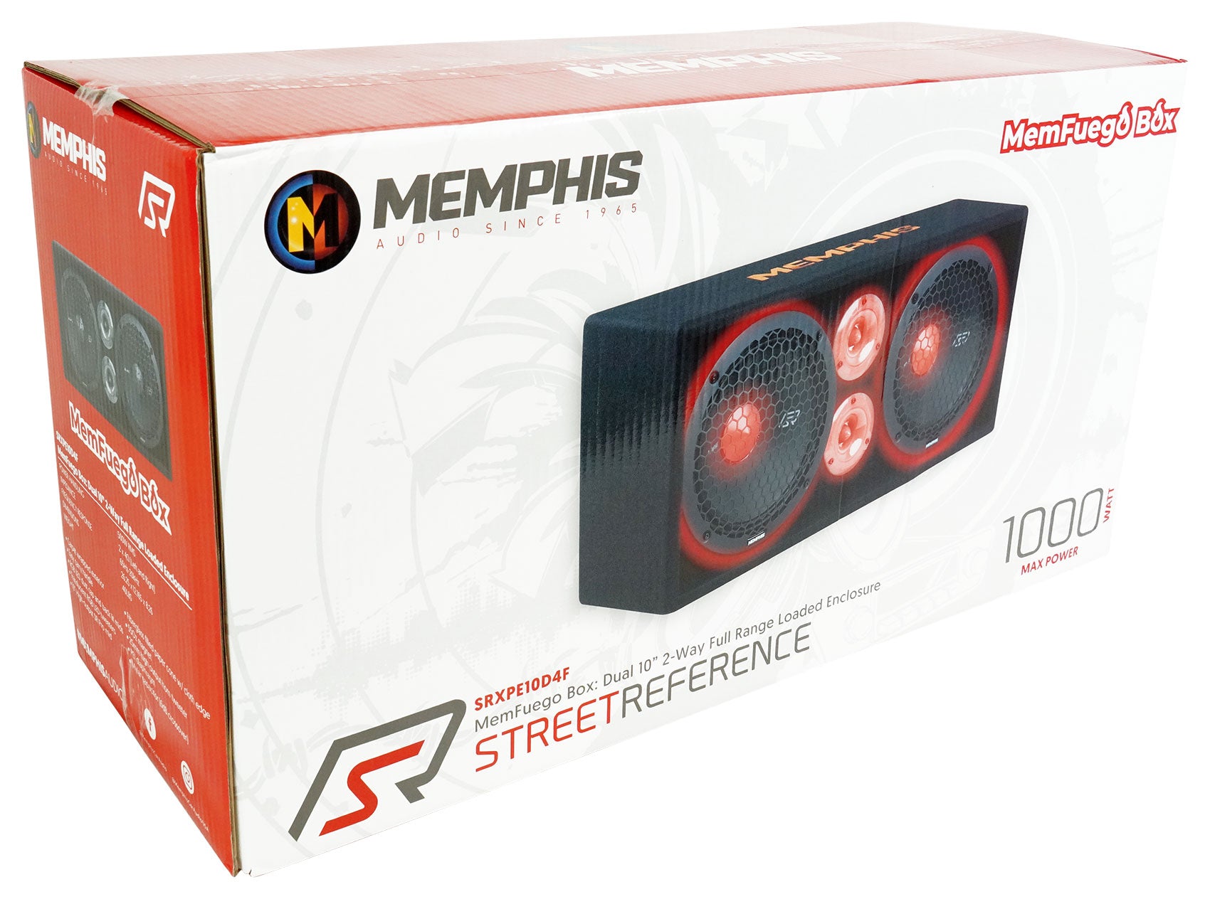 Memphis SRXPE10D4F Dual 10 inch Chuchero Car Enclosure Box w/ LED's and Bluetooth Speaker