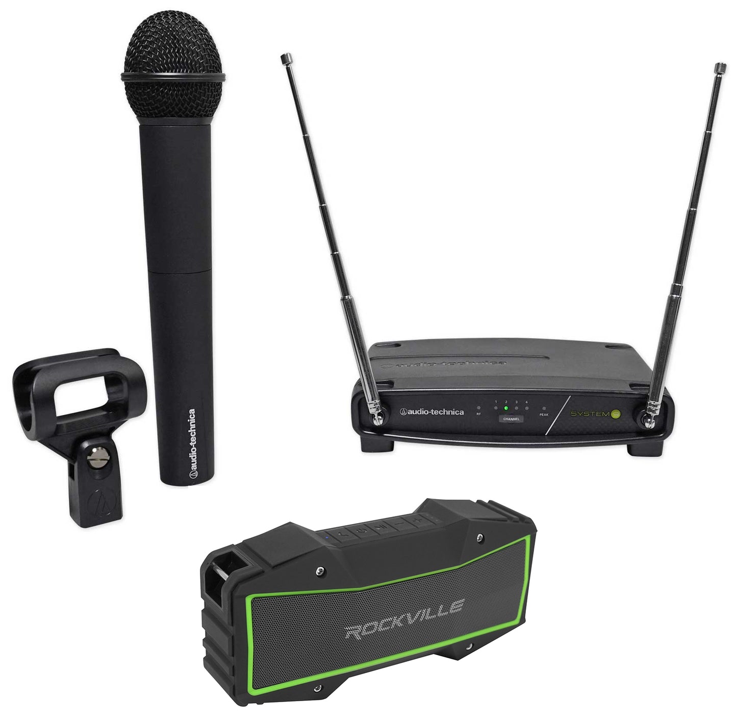 Audio Technica ATW-902a Wireless Handheld Microphone Mic + Bluetooth Speaker