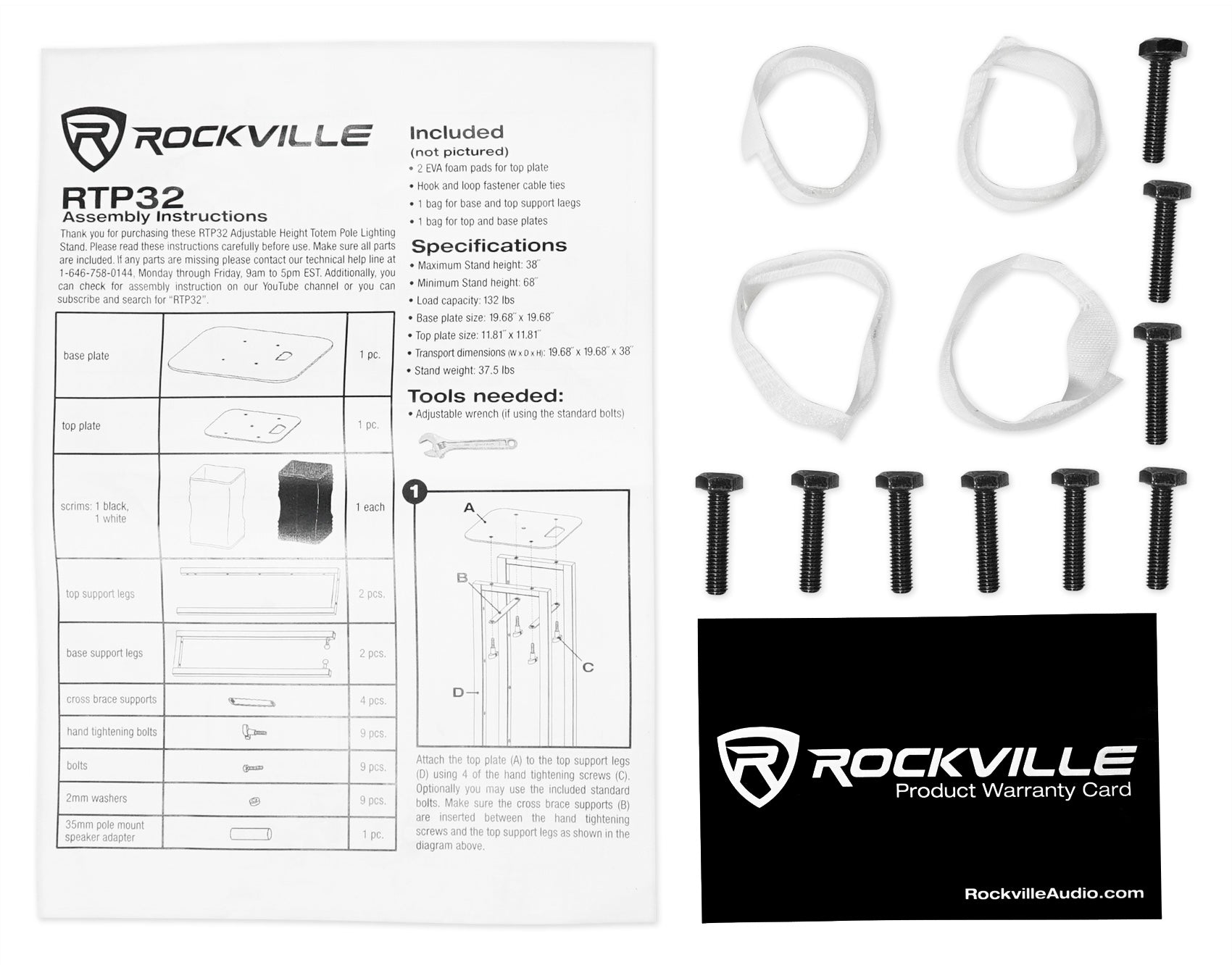 ROCK SPOT 260W 2-Pack + RTP32B Black Totem Stands Bundle