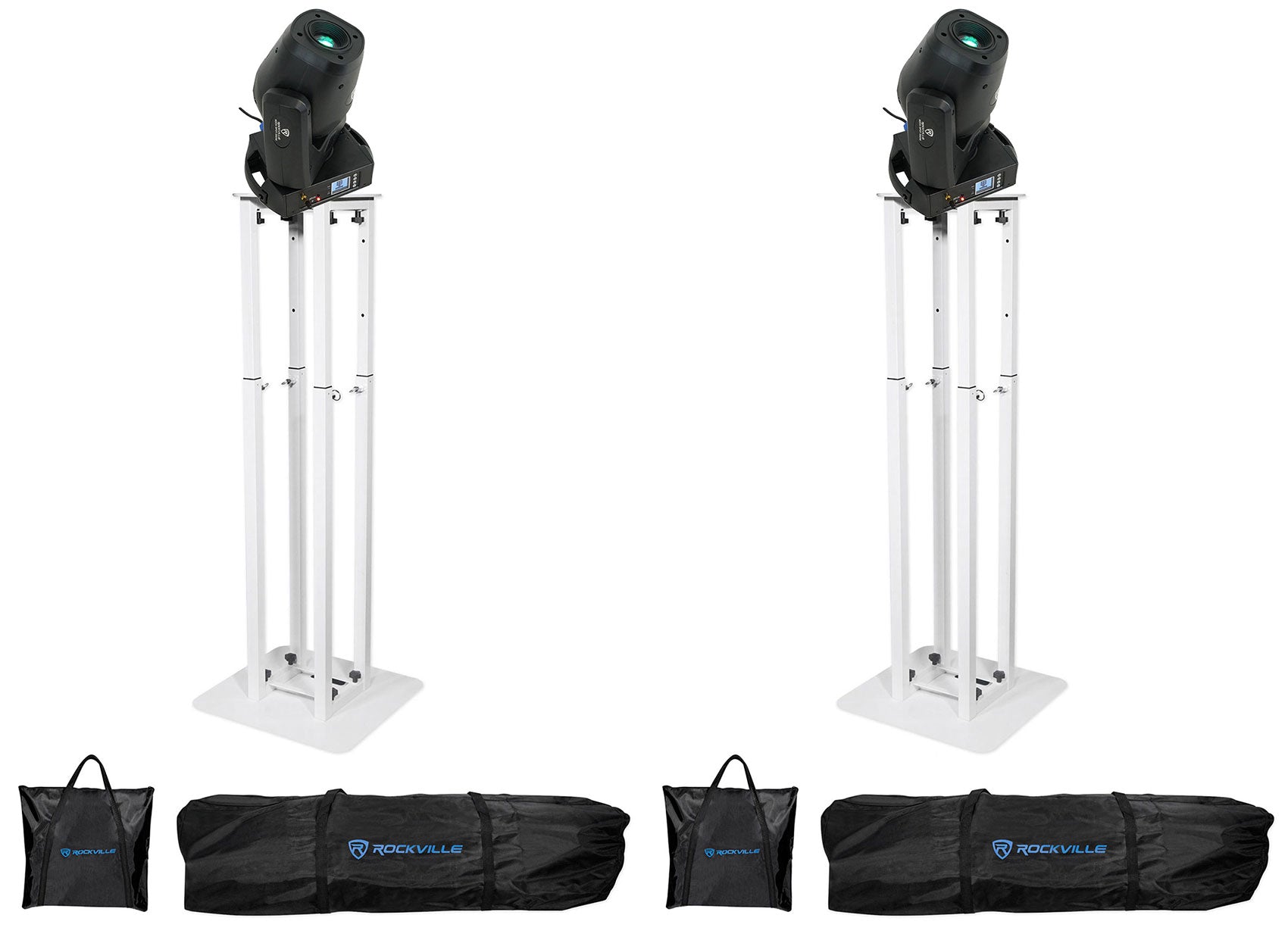 ROCK SPOT 260W 2-Pack + RTP32W White Totem Stands Bundle