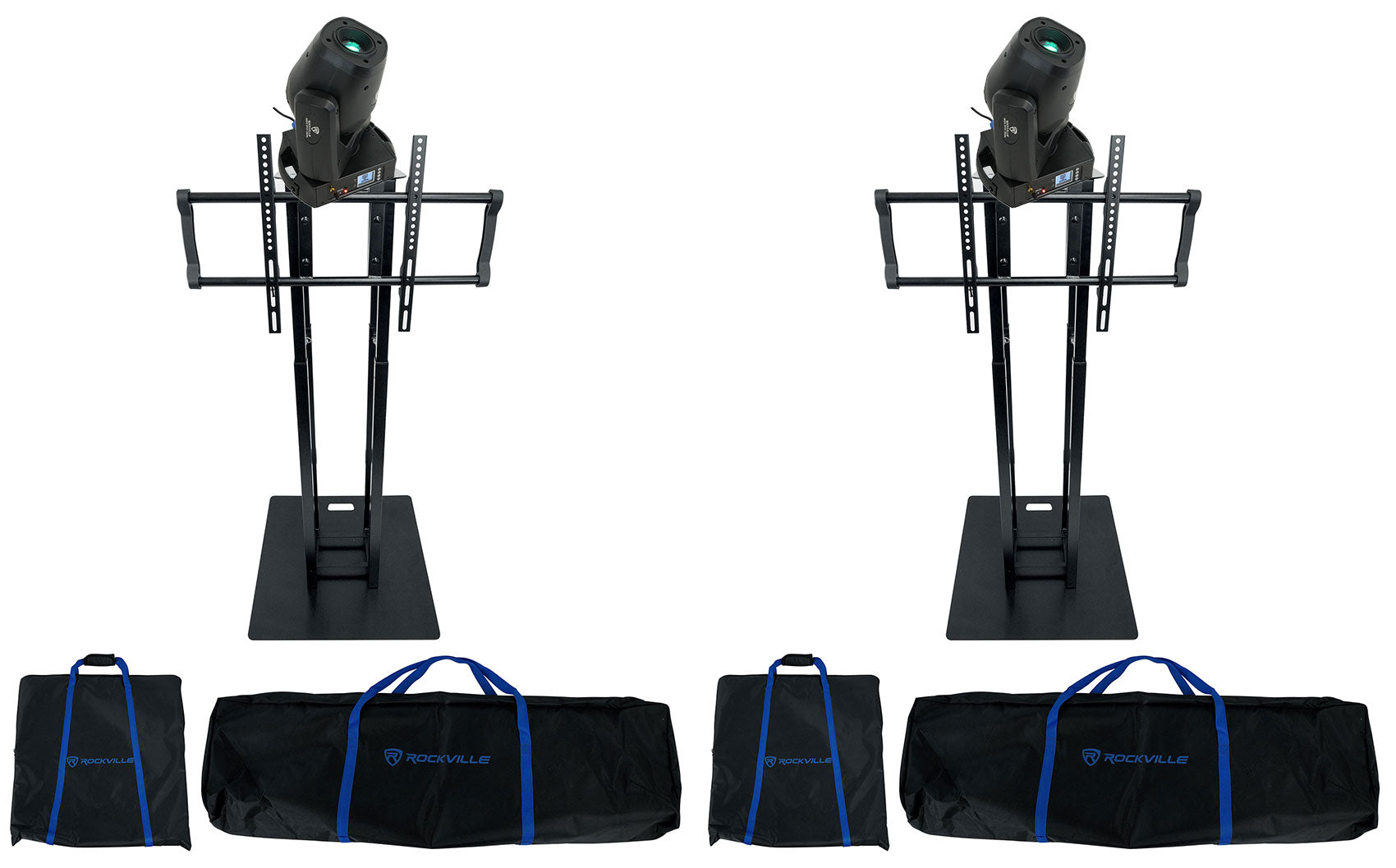 ROCK SPOT 260W 2-Pack + RTP33-TV Black Totem/TV Stands Bundle