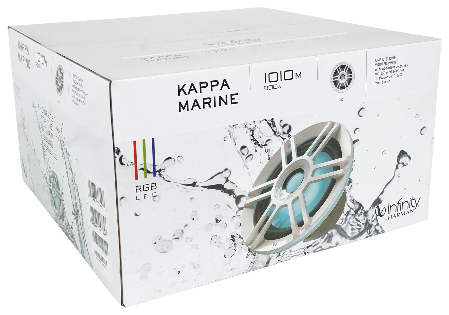 Infinity KAPPA 1010M 10" 900w Marine Boat LED Subwoofer+Mono Amplifier+Amp Kit