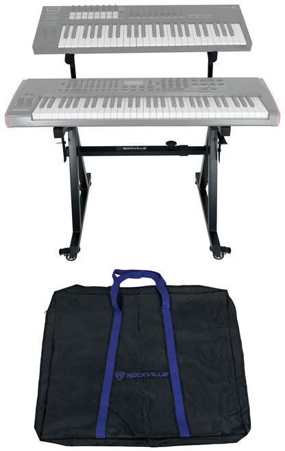 Rockville Z45W Keyboard Stand + Z-Shelf Utility Shelf Bundle