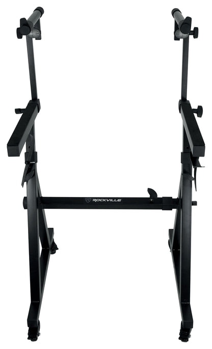 Rockville Z45W Keyboard Stand + Z-Shelf Utility Shelf Bundle