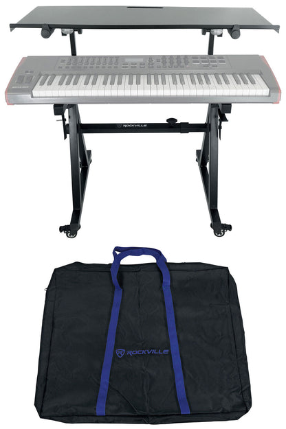 Rockville Z45W Keyboard Stand + Z-Shelf Utility Shelf Bundle