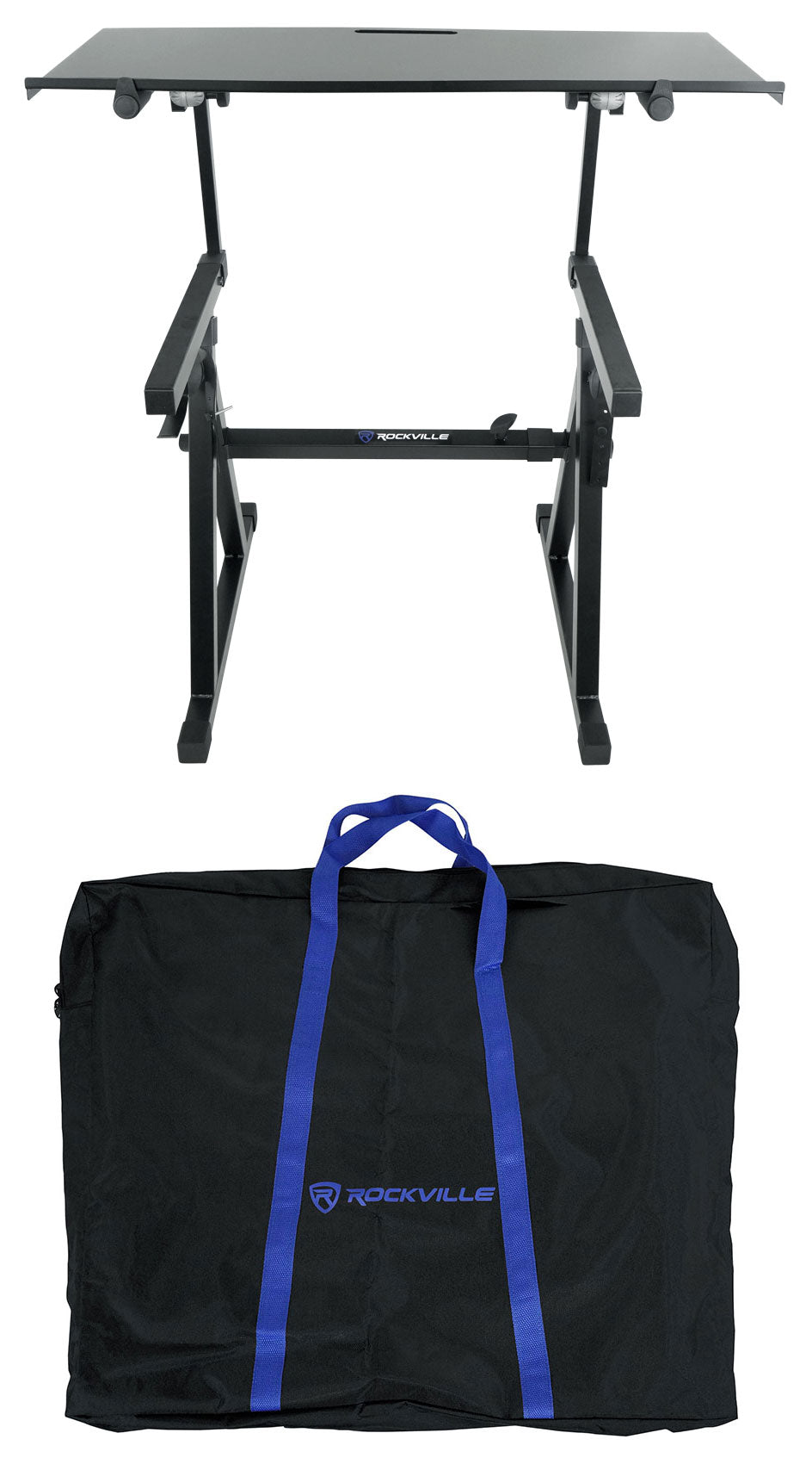 Rockville Z55 Keyboard Stand + Z-Shelf Utility Shelf Bundle