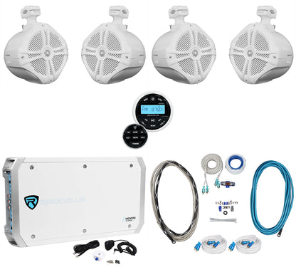 RWB90W White 4-Pack + 6-Channel Amplifier Bundle