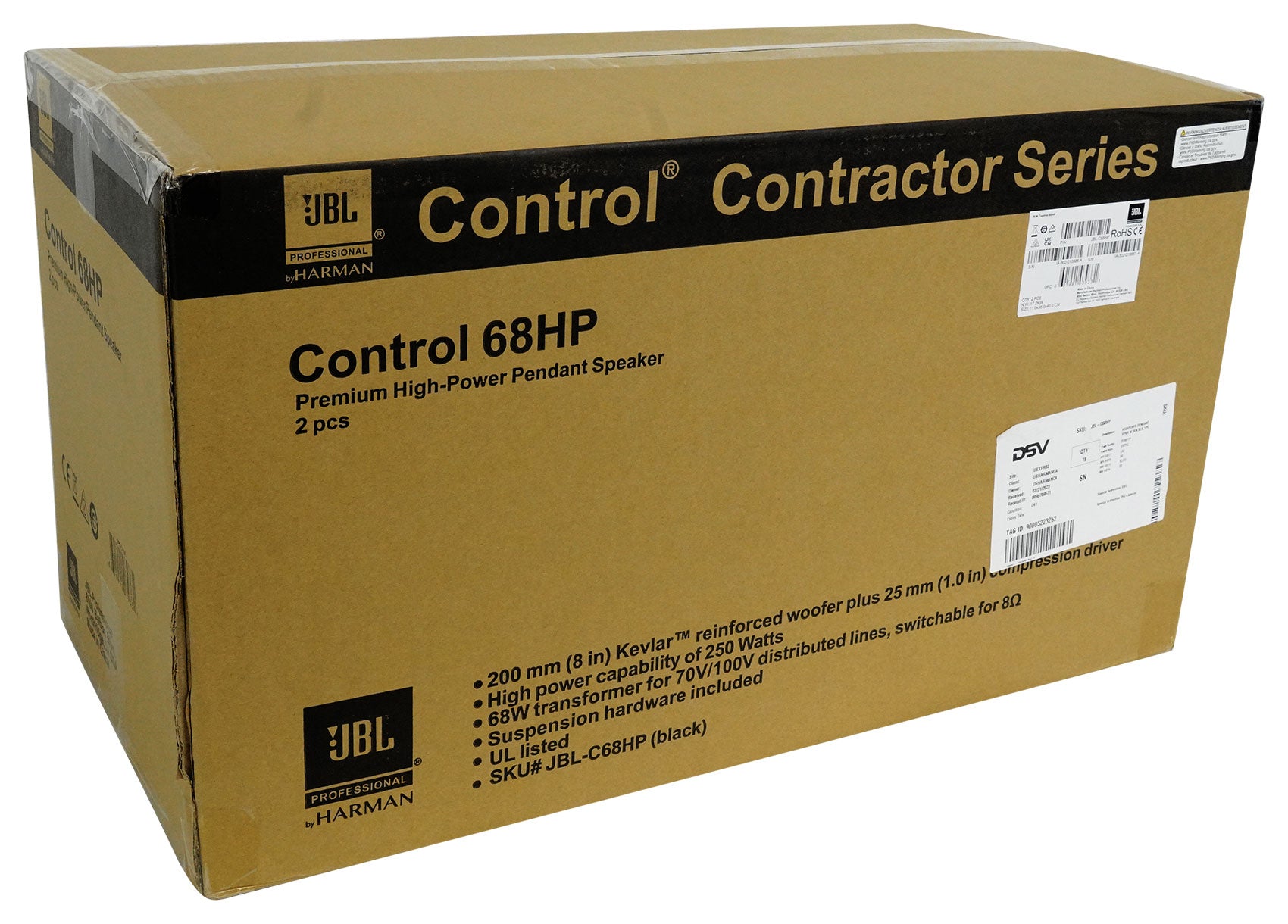 (6) JBL CONTROL 68HP 70v Commercial 8" Hanging Pendant Speakers+Bluetooth Amp