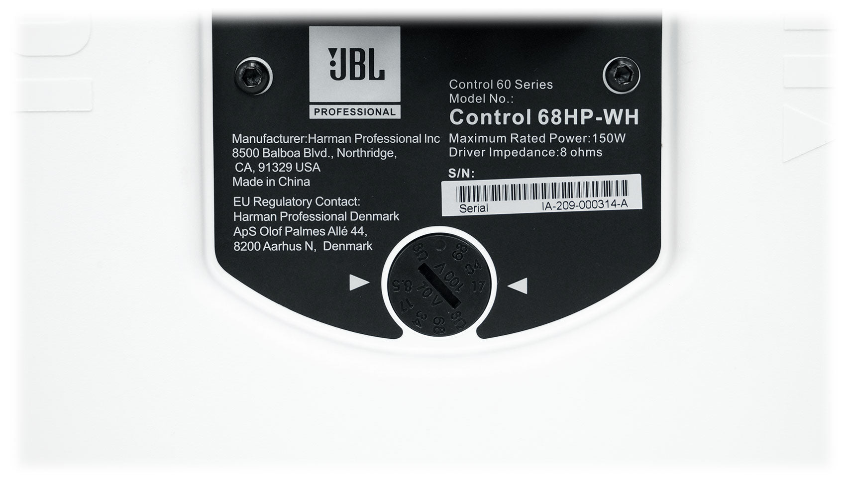 (6) JBL CONTROL 68HP-WH 70v Commercial 8" Hanging White Pendant Speakers+Amp