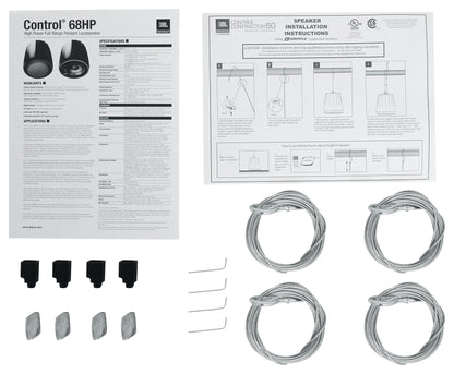 (6) JBL CONTROL 68HP-WH 70v Commercial 8" Hanging White Pendant Speakers+Amp