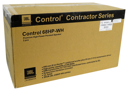 (6) JBL CONTROL 68HP-WH 70v Commercial 8" Hanging White Pendant Speakers+Amp