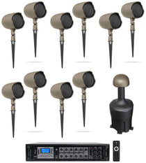 (10) JBL-GSF3-TN 3" Landscape Ground Stake 70v Commercial Speakers+8" Sub+Amp