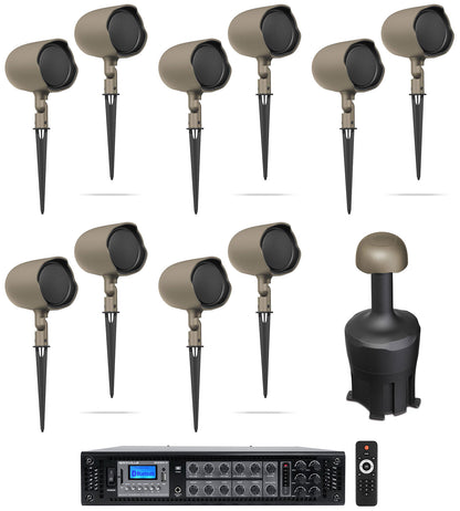 (10) JBL-GSF3-TN 3" Landscape Ground Stake 70v Commercial Speakers+8" Sub+Amp