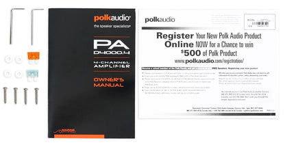 Polk Audio PAD4000.4 800w RMS 4-Channel Marine Boat Amplifier+Amp Kit PA D4000.4