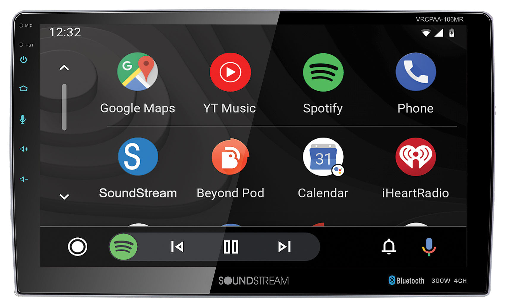 Soundstream VRCPAA-106M 10.6" Monitor Bluetooth/Carplay/Android Receiver+Camera