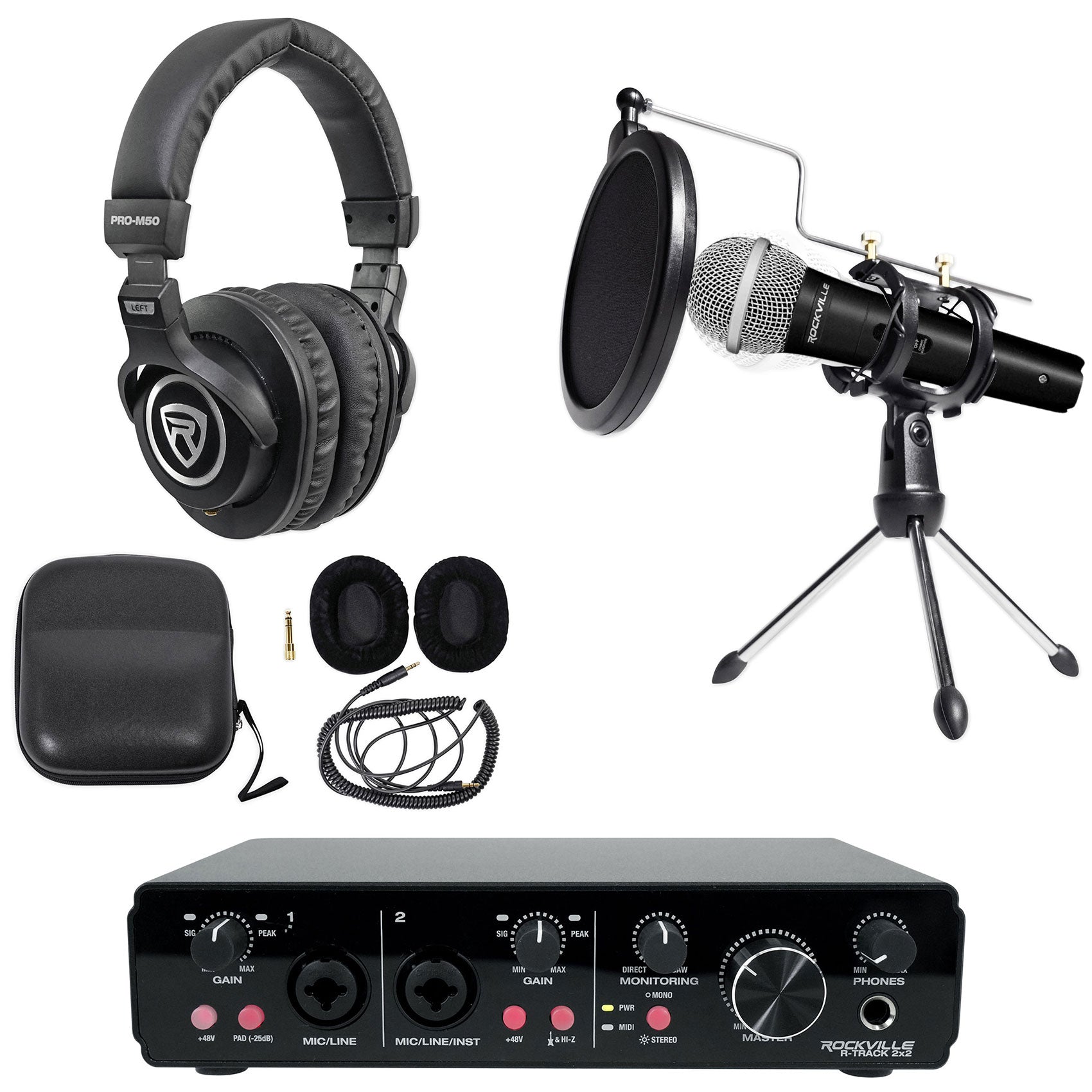 R-TRACK 2x2 + RMC-XLR + RTMS21 Stand Bundle