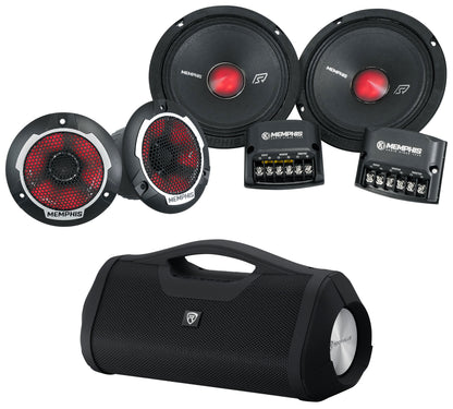 Memphis Audio SRXP62CV2 SRX 6.5" 250w Component Car Speakers w/ LED+Free Boombox