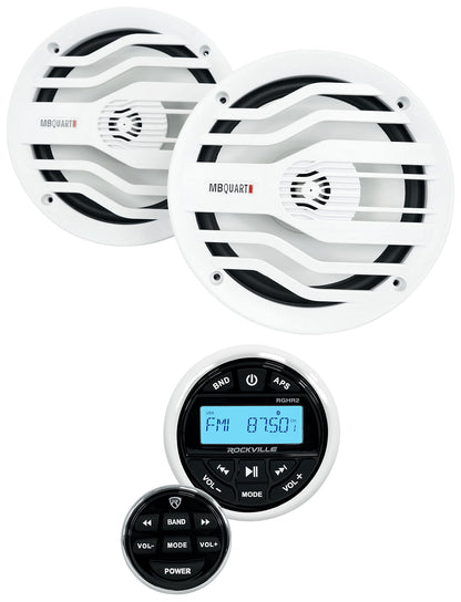 MB Quart NK2-116W White 2-Pack + Marine Gauge Receiver Bundle