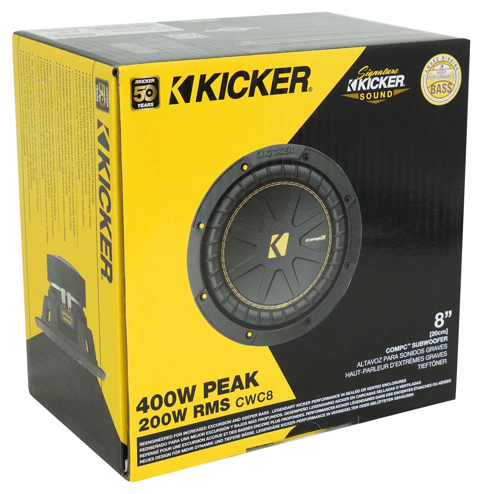 Kicker 50CWCD84 CompC 8" DVC 4 ohm Car Subwoofer+Amplifier+Vented Sub Box CWCD84