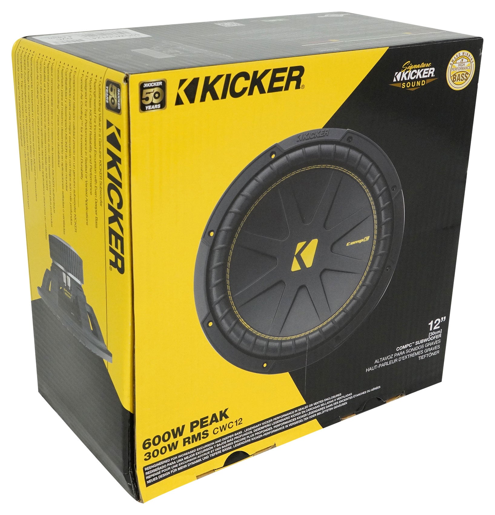 Kicker 50CWCD124 CompC 12" Subwoofer+Sealed Box+Mono Amplifier+Amp Kit CWCD124