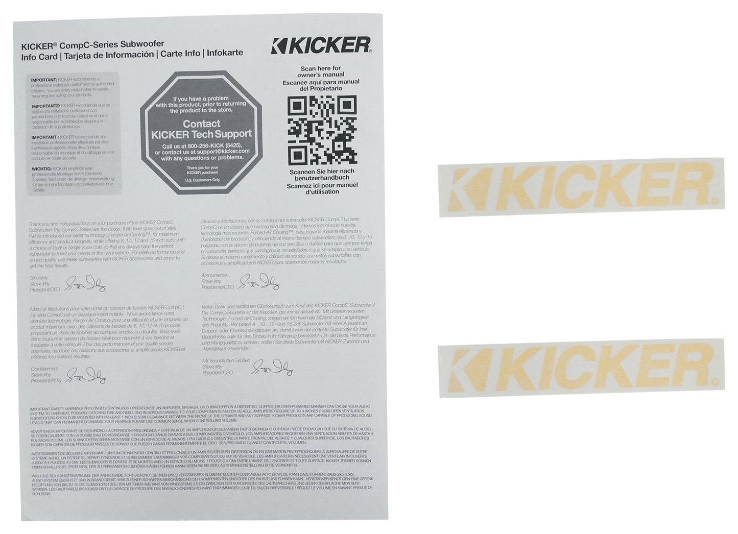 (2) Kicker 50CWCD124 CompC 12" DVC Subwoofers+Sealed Sub Box Enclosure CWCD124