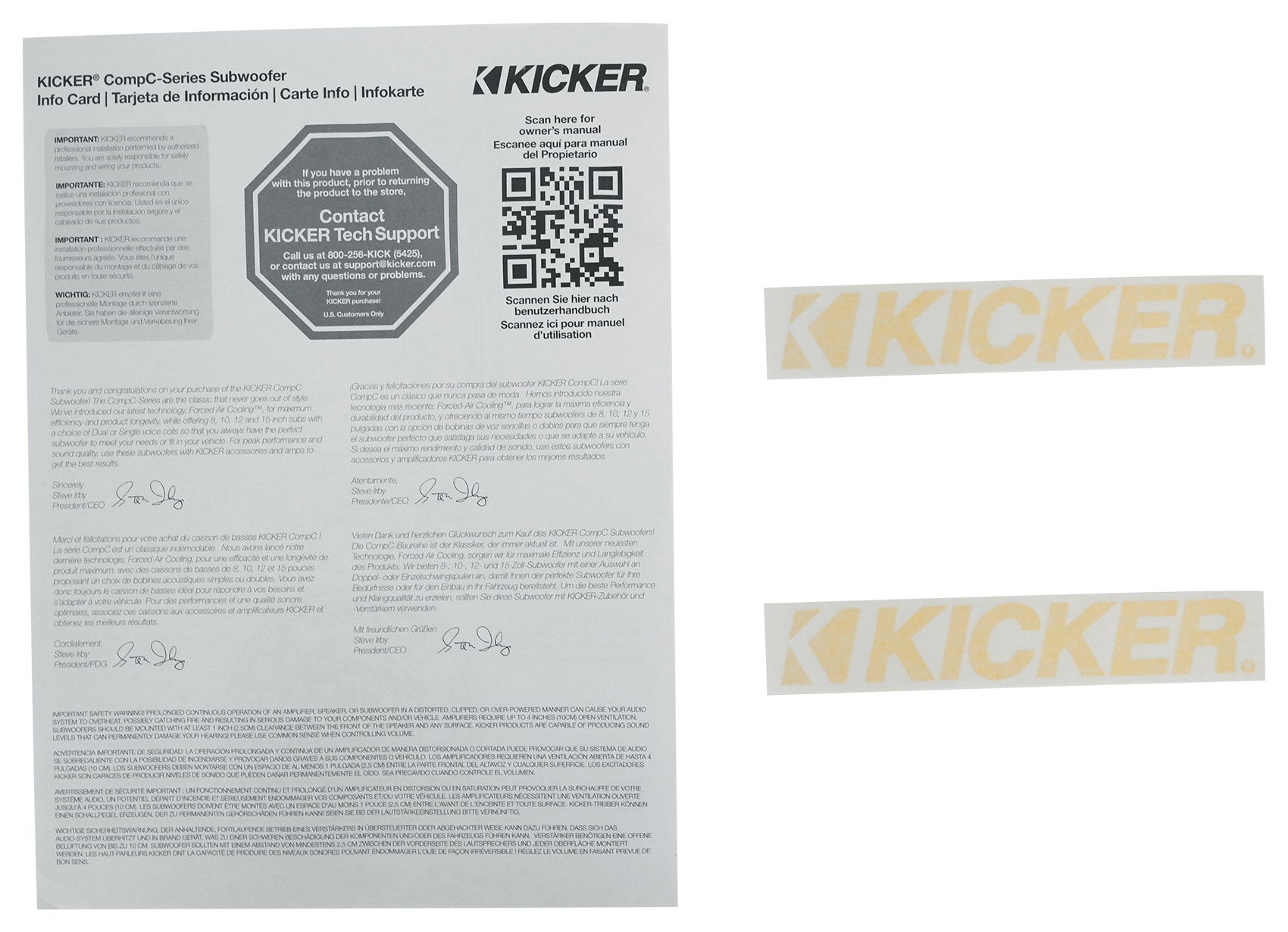 (2) Kicker 50CWCD124 CompC 12" DVC Subwoofers+Sealed Sub Box Enclosure CWCD124