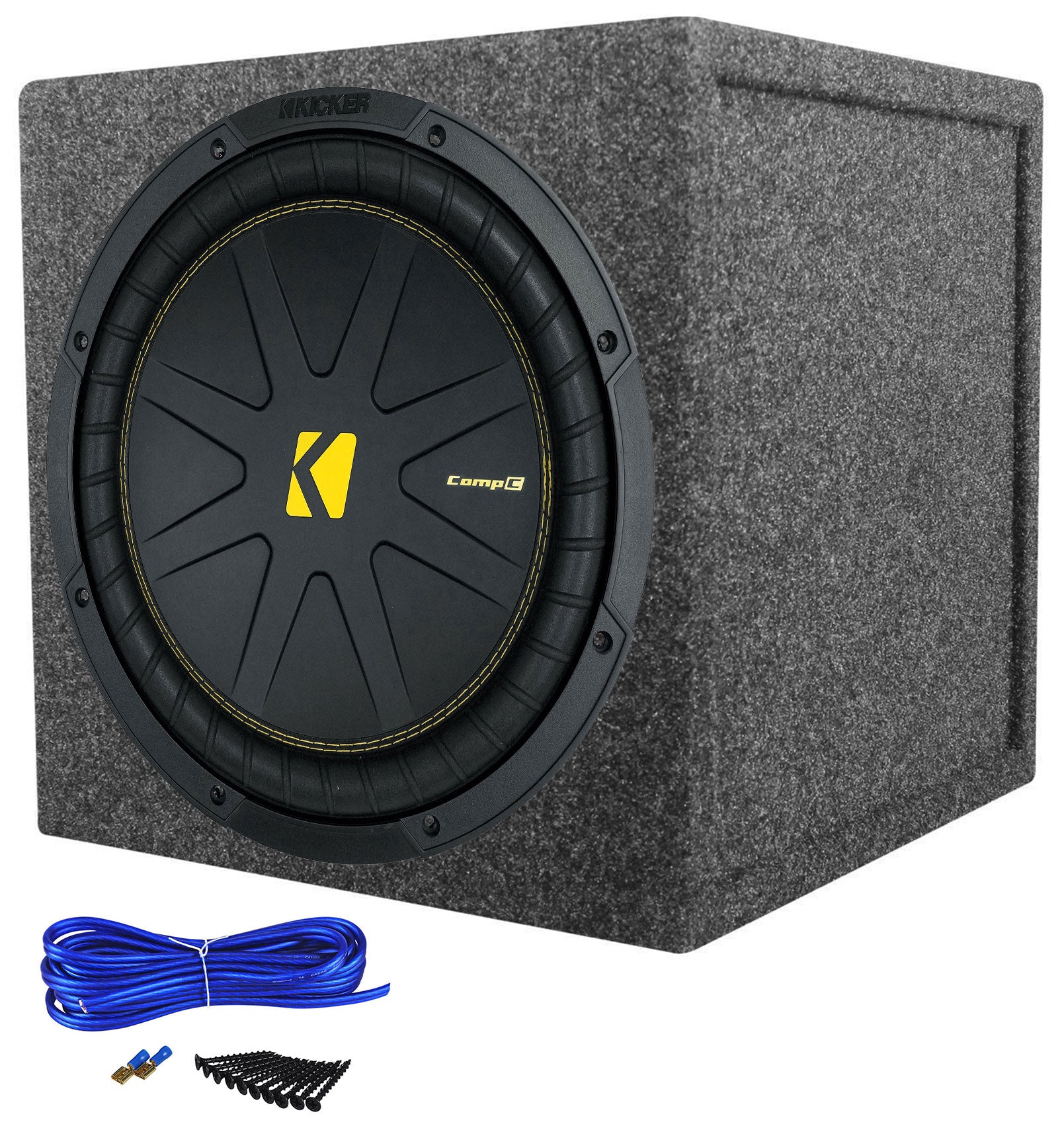 Kicker 50CWCD124 CompC 12" DVC 4 ohm Subwoofer+Sealed Sub Box Enclosure CWCD124