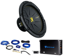 Kicker 50CWCD124 CompC 12" DVC 4 ohm Subwoofer+Mono Amplifier+Amp Kit CWCD124