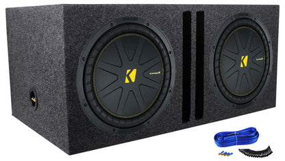 (2) Kicker 50CWCD124 CompC 12" DVC Subwoofers+Vented Sub Box Enclosure CWCD124