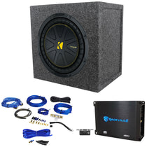 Kicker 50CWCS104 CompC 10" SVC Subwoofer+Sealed Box+Mono Amplifier+Wires CWCS104