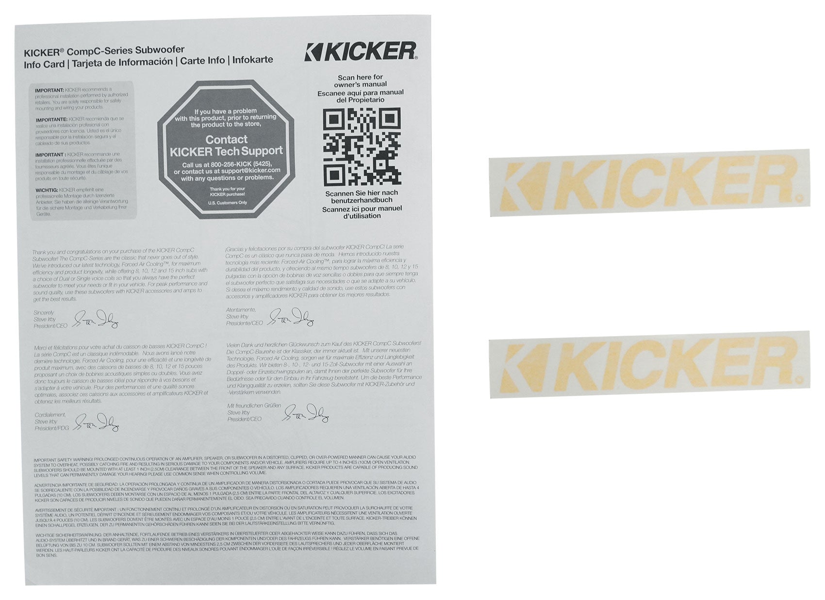 (2) Kicker 50CWCS124 CompC 12" SVC Subwoofers+Sealed Sub Box Enclosure CWCS124