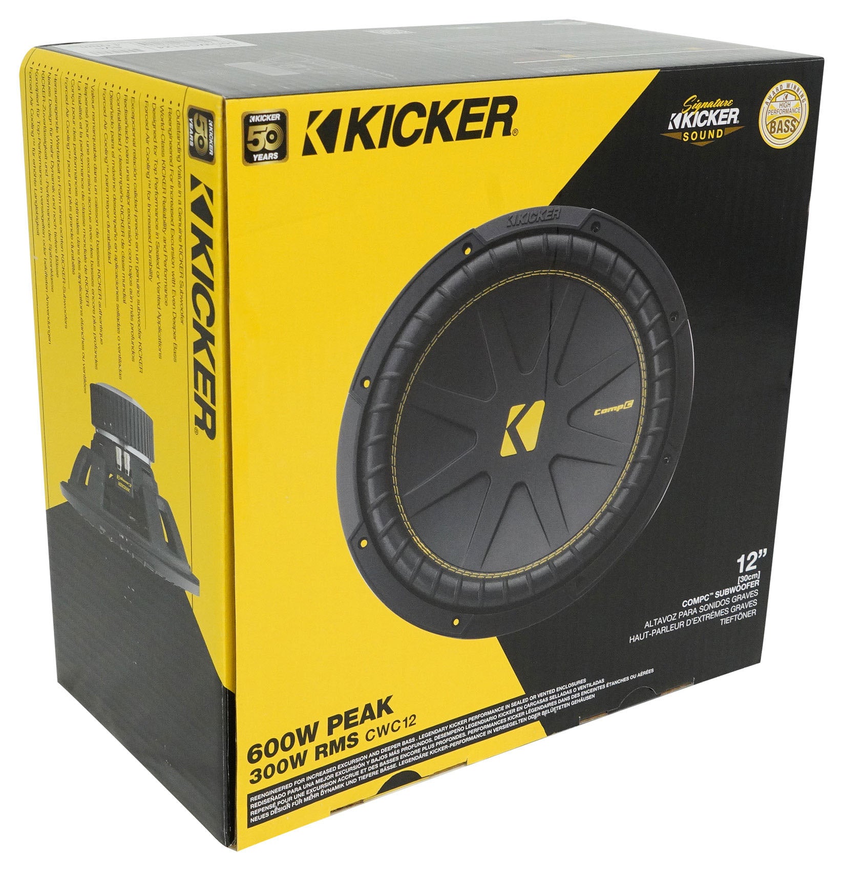 (2) Kicker 50CWCS124 CompC 12" SVC Subwoofers+Sealed Sub Box Enclosure CWCS124