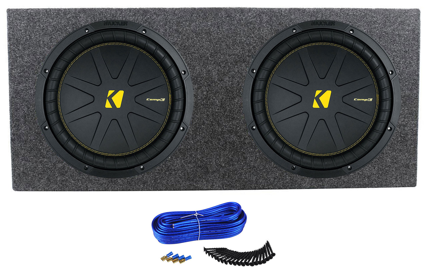 (2) Kicker 50CWCS124 CompC 12" SVC Subwoofers+Sealed Sub Box Enclosure CWCS124