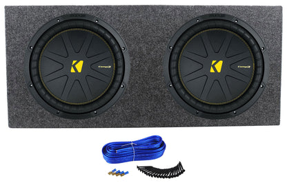 (2) Kicker 50CWCS124 CompC 12" SVC Subwoofers+Sealed Sub Box Enclosure CWCS124