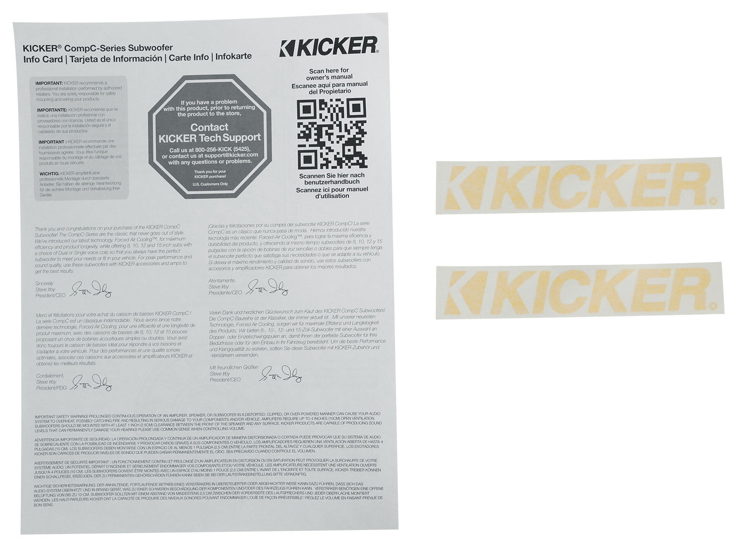 (2) Kicker 50CWCS154 CompC 15" SVC Subwoofers+Sealed Sub Box Enclosure CWCS154