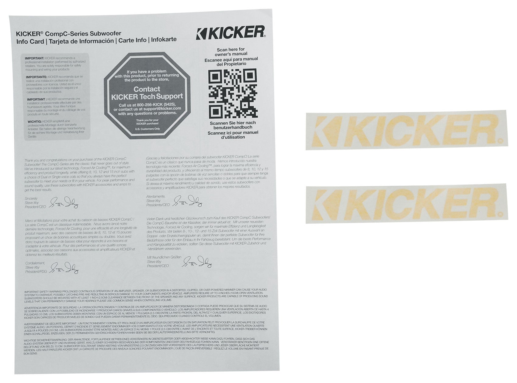 (2) Kicker 50CWCS154 CompC 15" SVC Subwoofers+Sealed Sub Box Enclosure CWCS154