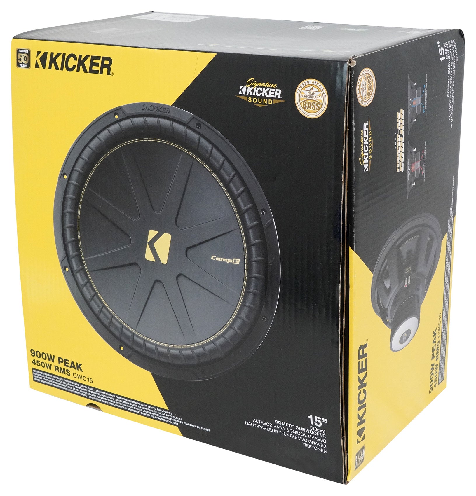 (2) Kicker 50CWCS154 CompC 15" SVC Subwoofers+Sealed Sub Box Enclosure CWCS154