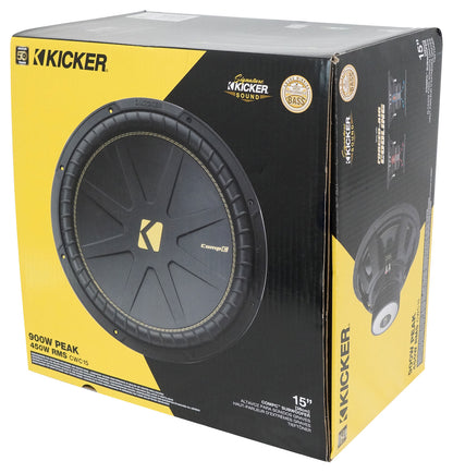 (2) Kicker 50CWCS154 CompC 15" SVC Subwoofers+Sealed Sub Box Enclosure CWCS154