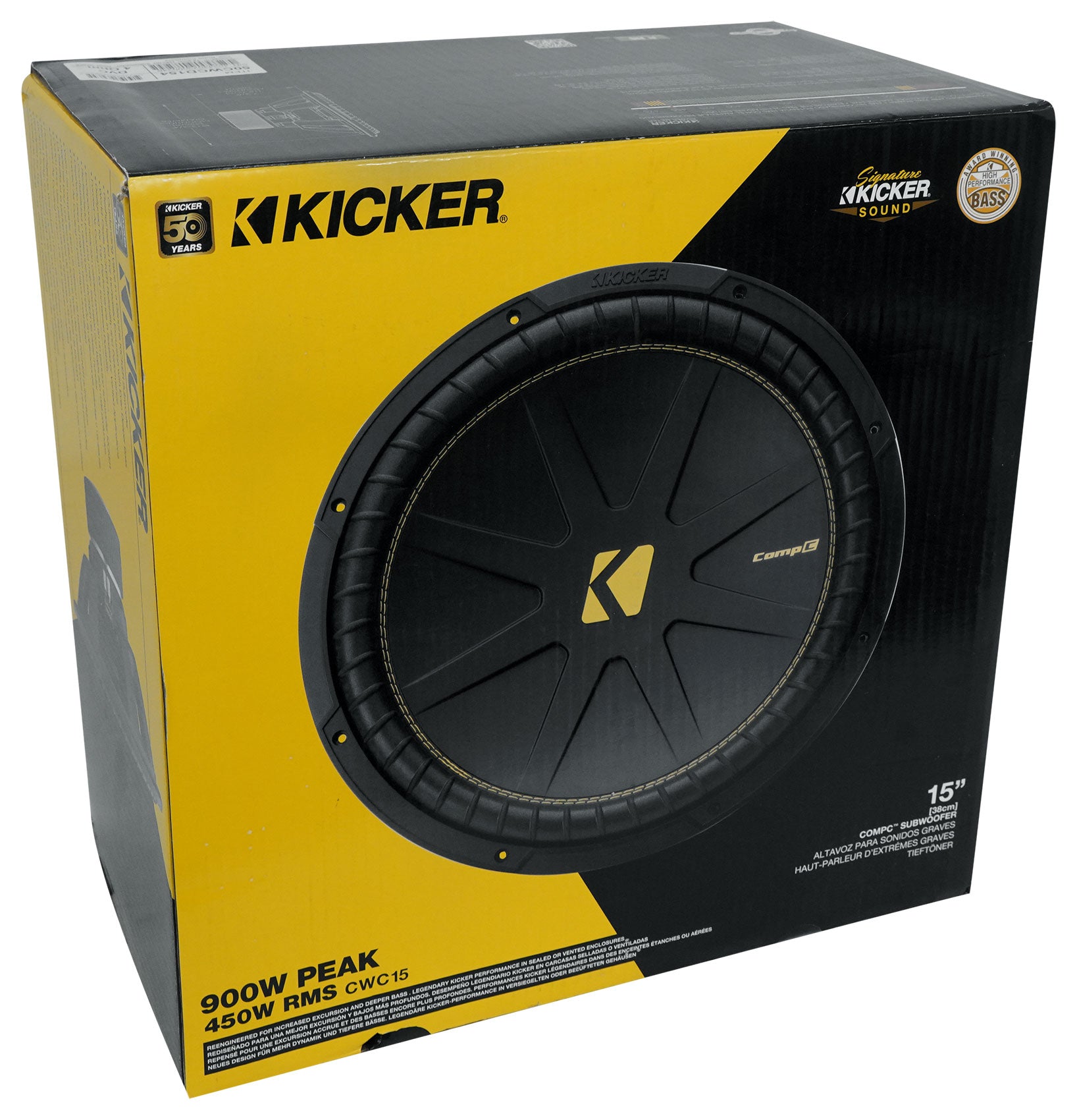 Kicker 50CWCD154 CompC 15" DVC Car Subwoofer+Mono Amplifier+Amp Kit CWCD154
